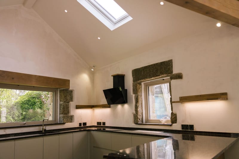 Large Kitchen Extension in St Just — lighting and sockets in st just